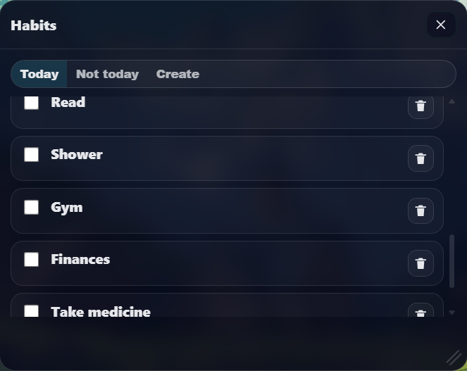 Habits tracking module