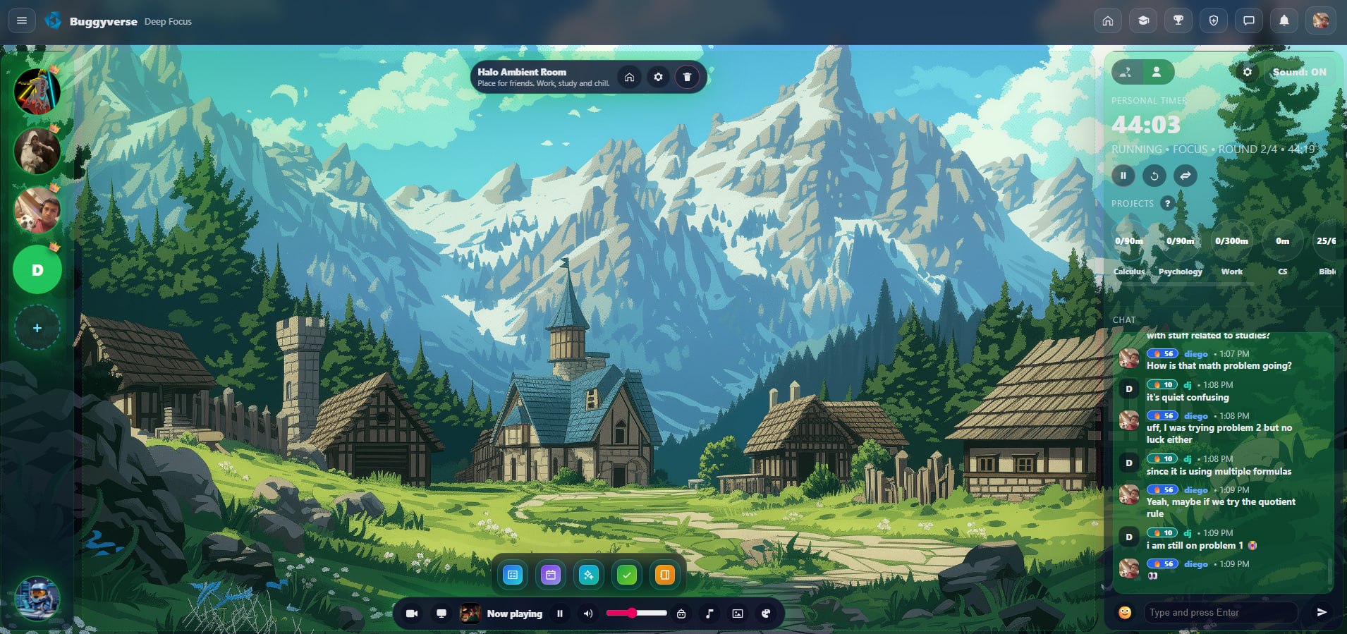 Buggyverse study room interface
